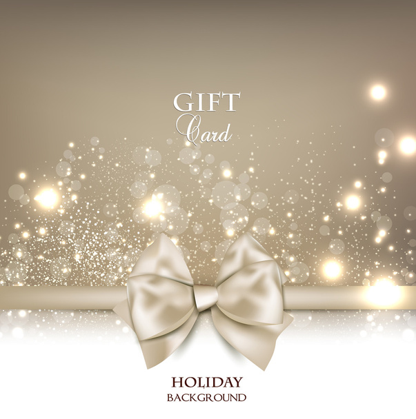 Gorgeous gift card with white bow and copy space. Vector illustr - Vektor, kép