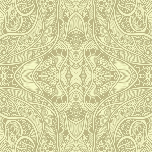 Αφηρημένη κουβάρι Ζεν Ζεν doodle χωρίς ραφή πρότυπο σε μπεζ για ταπετσαρία ή για διακόσμηση διαφορετικά πράγματα - Διάνυσμα, εικόνα