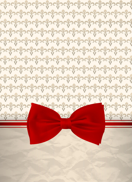 Retro background with red bow - Vettoriali, immagini