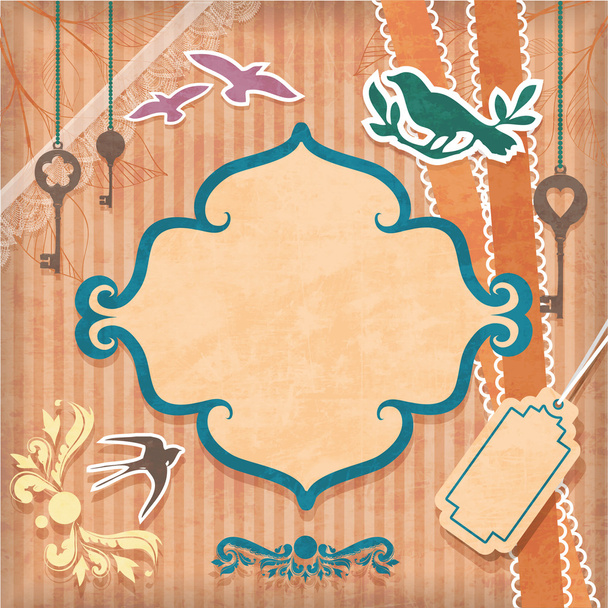 Vintage background with birds - Vector, Image