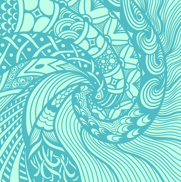 Abstraktní změť Zen Zen doodle vzor v námořnickém stylu zelená modrá pro různé věci, dekorace - Vektor, obrázek