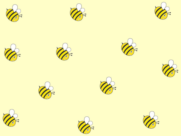 Wunderbares Design fleißiger Bienen auf hellgelbem Hintergrund - Vektor, Bild