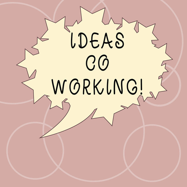 Word writing text Ideas Co Working. Business concept for use of working environment by showing who are self employed Blank Oval Color Speech Bubble with Stars as Outline photo Text Space. - Photo, Image