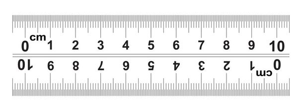 Ruler 10 centimeter. Ruler 100 mm. The direction of marking on the ruler from left to right and right to left. Value of division 0.5 mm. Precise length measurement device. Calibration grid. - Vector, Image