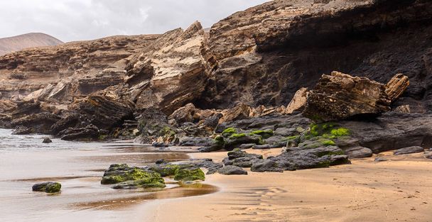 La Solapa, a szűz aranyszínű homokos strand a Fuerteventura, Kanári-szigetek - Fotó, kép