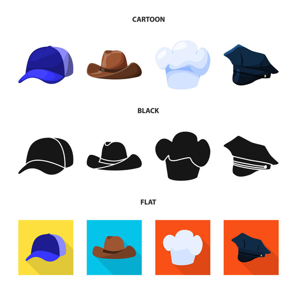 Vector illustration of clothing and cap logo. Set of clothing and beret vector icon for stock. - Vector, Image