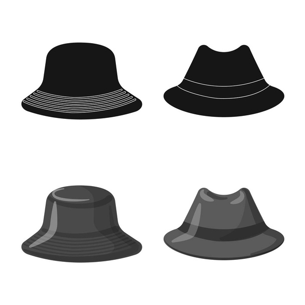 Isolated object of headgear and cap icon. Set of headgear and accessory stock vector illustration. - Vektör, Görsel
