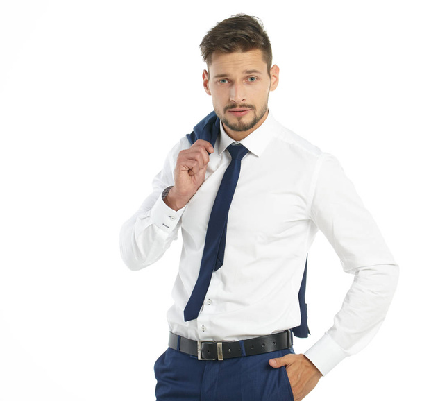 business, people and office concept - businessman in suit - Φωτογραφία, εικόνα