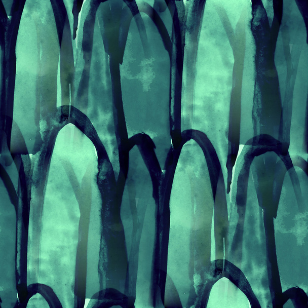 青のシームレスなキュービズム抽象芸術ピカソ テクスチャ水彩 wal - 写真・画像