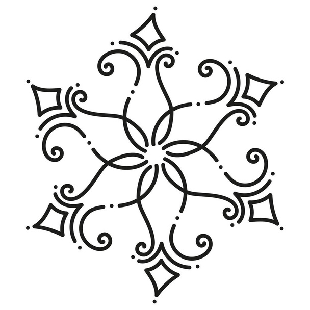 black and white round symmetrical hexagonal tile - Vector, Imagen