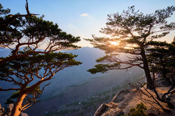 Vista desde el pico de roca de Ulsanbawi al atardecer. Parque Nacional Seoraksan, Corea del Sur
 - Foto, Imagen