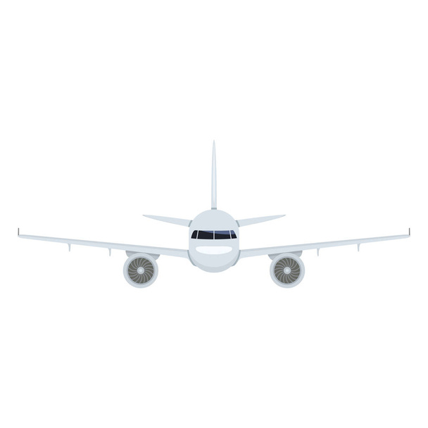 Vector Flat Airplane with Chassis Illustration. Front View Civil Plane - Vector, Image