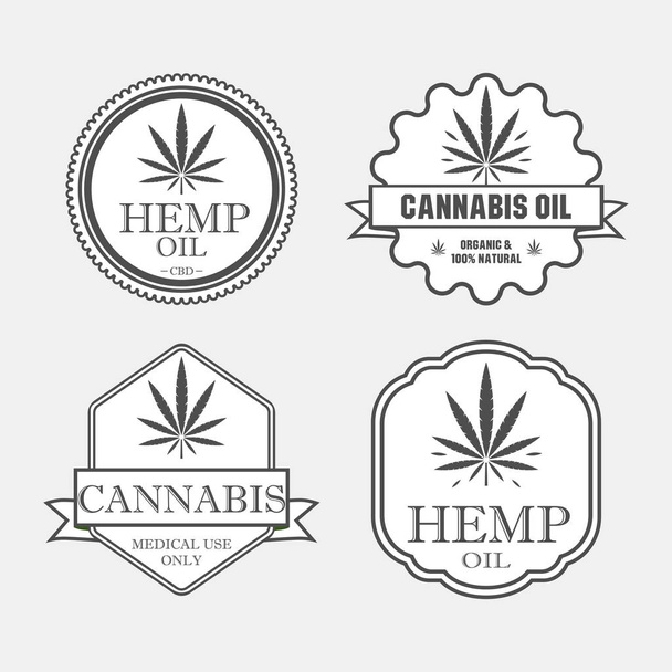 Marijuana leaf. Medical cannabis. Hemp oil. Natural cannabis. Icon product label and logo graphic template. Isolated vector illustration. - Vector, Image