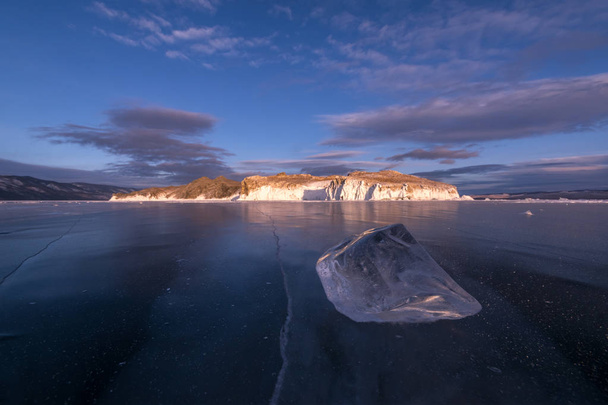 Oltrek island in the middle of the Strait of Small Sea, Lake Baikal - 写真・画像