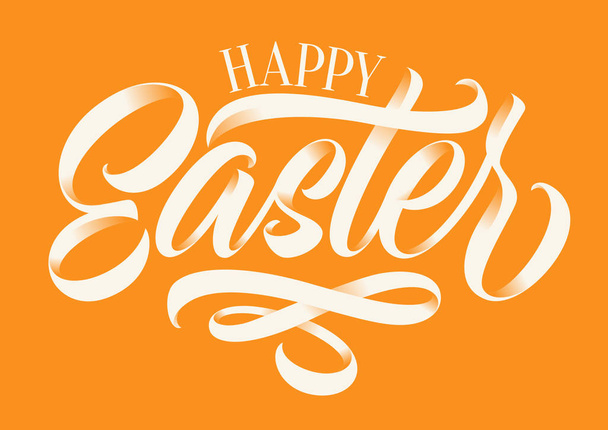 happy easter, calligraphy, handwritten text, greeting card - Vector, Image
