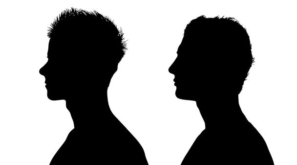 dois perfis de homens brancos jovens com cabelo curto
 - Foto, Imagem