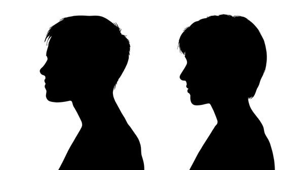 fiatal fehér nők rövid haját két profilok - Fotó, kép