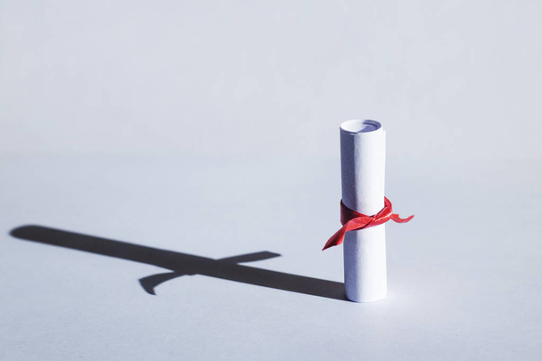 rolled single gift paper on white background - Foto, Imagen