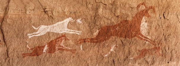 Pétroglyphes préhistoriques dans le désert du Sahara libien
 - Photo, image