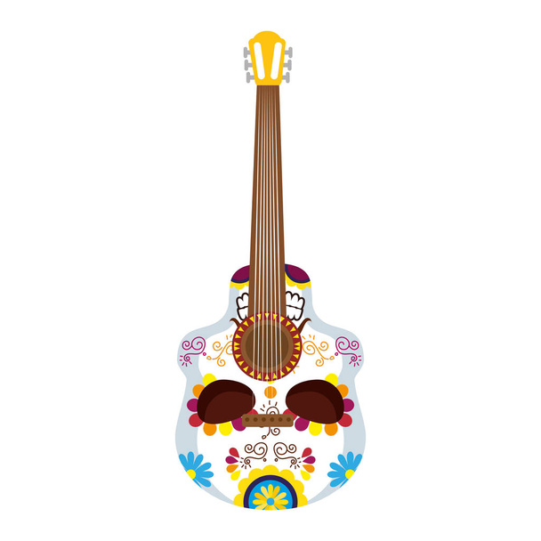 Μεξικού guitarron με σχεδιασμό εικονογράφηση διάνυσμα κρανίο θανάτου - Διάνυσμα, εικόνα