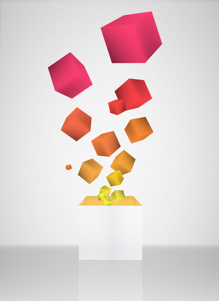 Colorful cubes on grey background. Vector design. - Vector, Image