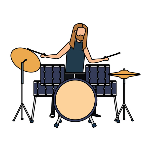 člověk hraje na bicí baterie vektorová ilustrace design - Vektor, obrázek