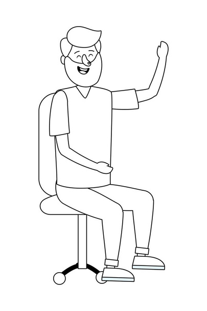 junger sitzender Mann über Bürostuhl Cartoon Vektor Illustration Grafik Design - Vektor, Bild