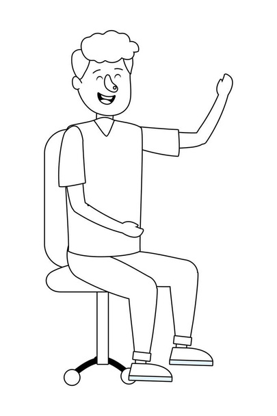 vergadering van de jonge man over office stoel cartoon vector illustratie grafisch ontwerp - Vector, afbeelding