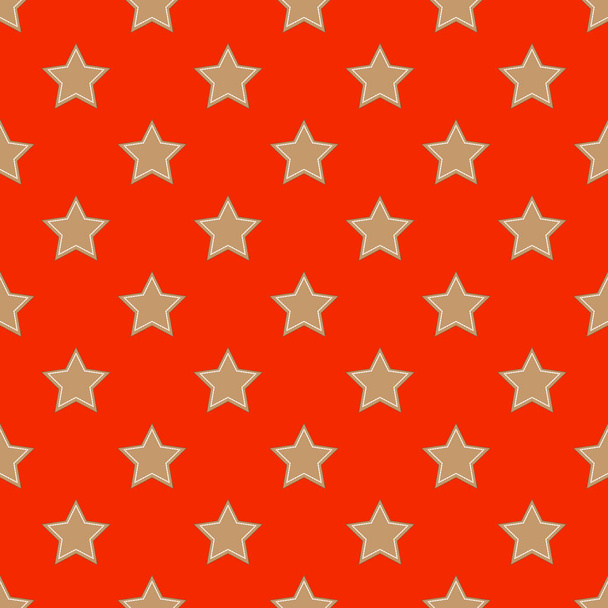 Star-shaped gingerbread seamless pattern on the red background - Φωτογραφία, εικόνα