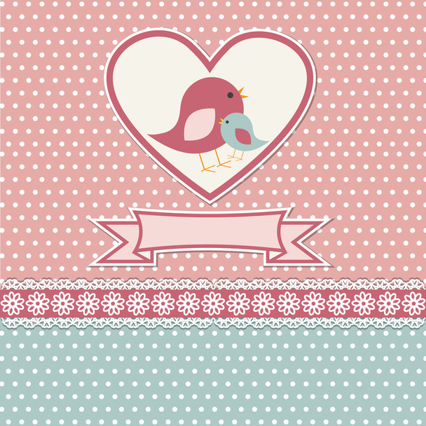 Happy mothers day card with cute birds - Vector, Imagen