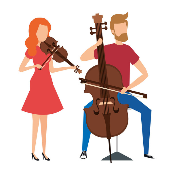musical duett avatar karakter vektoros illusztráció design - Vektor, kép