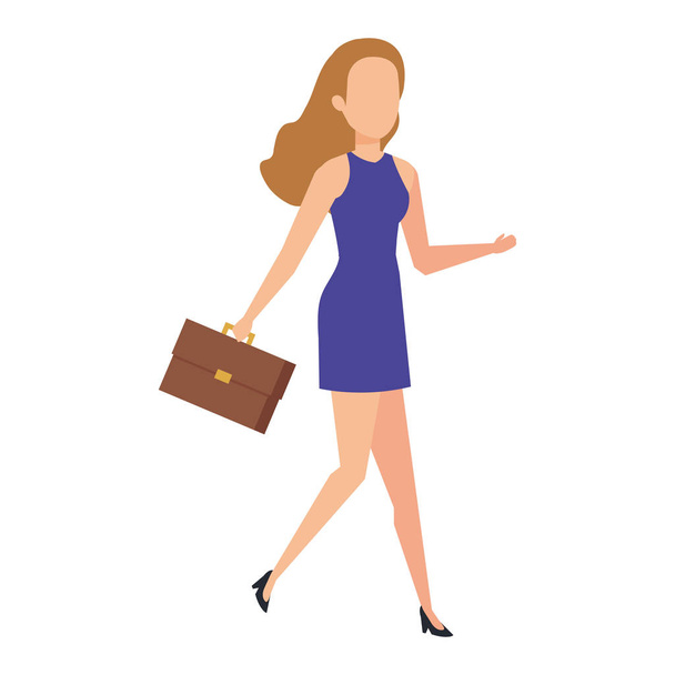 elegant businesswoman with portfolio vector illustration design - ベクター画像