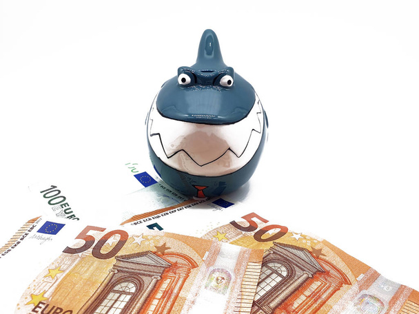 Financial shark with euro banknotes - Photo, Image