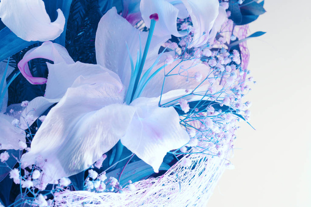 Flower bouquet background. Lily. - Фото, изображение
