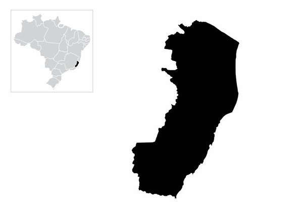 Ілюстрація Еспіріту Santo держави та її розташування у мапу Бразилії - Вектор, зображення