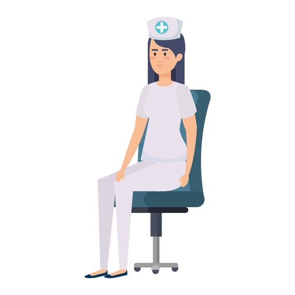 kaunis sairaanhoitaja istuu toimistotuoli vektori kuvituksen suunnittelu
 - Vektori, kuva
