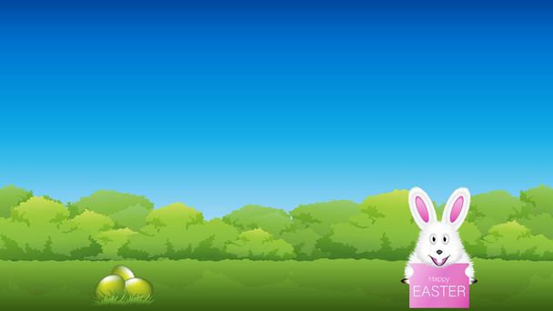 Bunny peeking out of a hole.Easter greeting card vector illustration - Vector, Image