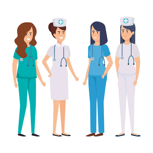 Gruppe von Ärzten mit Krankenschwester Vektor Illustration Design - Vektor, Bild