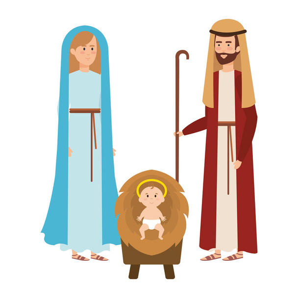 heilige Familie Krippe Zeichen Vektor Illustration Design - Vektor, Bild