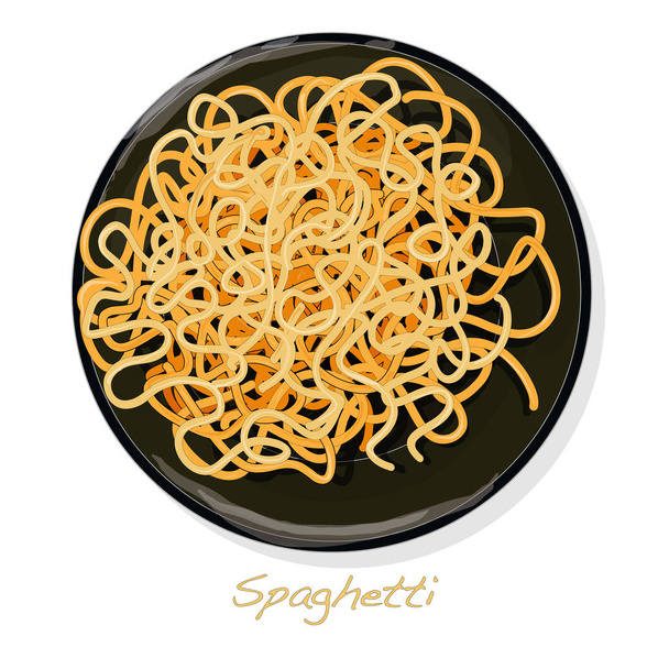Nudeln. Spaghetti auf Platte Vektor Illustration Set isoliert. weißer Hintergrund. - Vektor, Bild