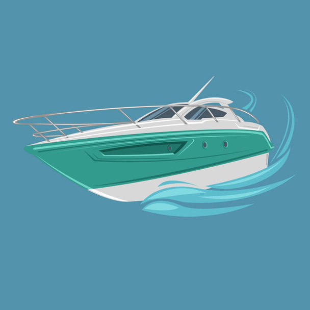 Small yacht isolated illustration. Luxury boat vector. - Vector, afbeelding
