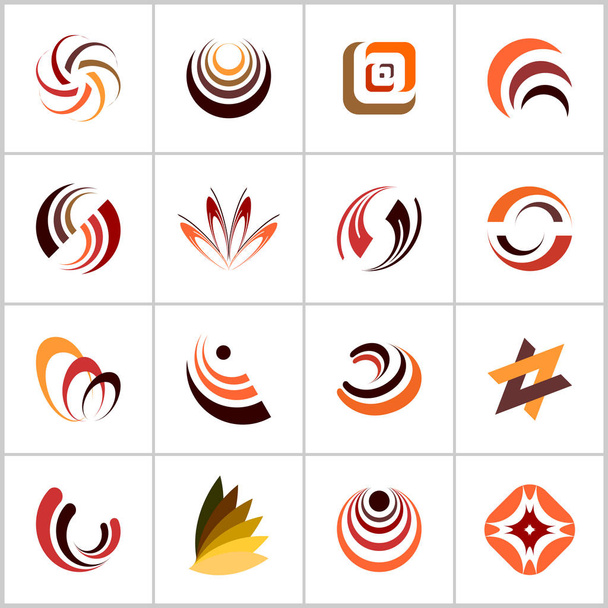 Design elements set. Abstract icons in warm colors. Vector art. - Vector, Image