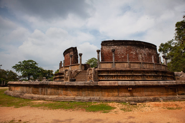 Polonnaruwa - the ruins of an ancient temple, traces of an ancient highly developed civilization. Sri Lanka.  Polonnaruwa was first declared the capital city by King Vijayabahu I - Photo, image