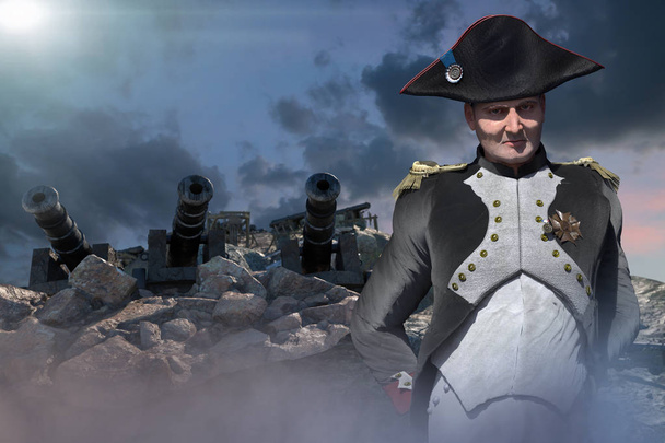 Napoleon Bonaparte, militair en staatsman van de 18de eeuw render 3d - Foto, afbeelding