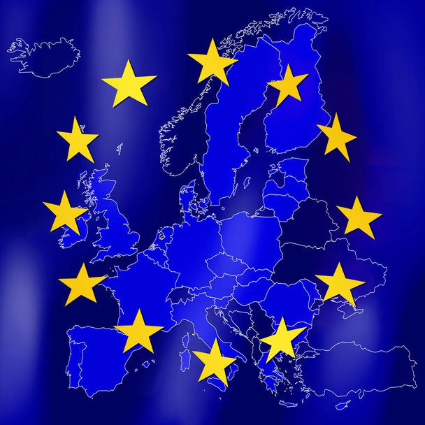 EU - Euroopan unionin lippu
 - Valokuva, kuva