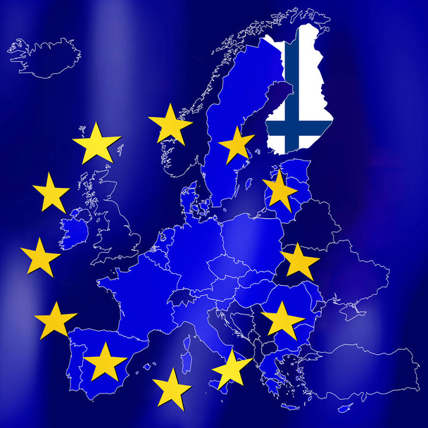 Χάρτης της ΕΕ - Φινλανδία - εικονογράφηση - Φωτογραφία, εικόνα