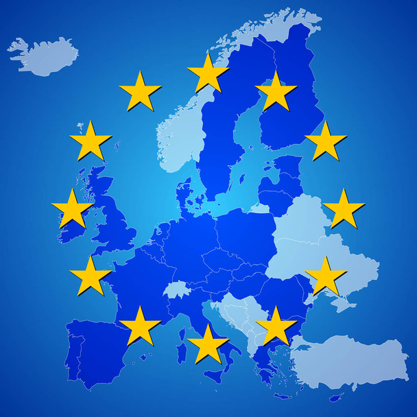 ΕΕ - Ευρωπαϊκή Ένωση σημαία - Φωτογραφία, εικόνα