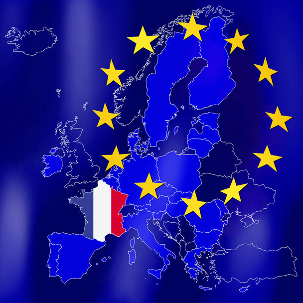 ЄС карта - Франція - ілюстрація - Фото, зображення