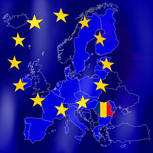 Mapa UE - Rumunia - ilustracja - Zdjęcie, obraz