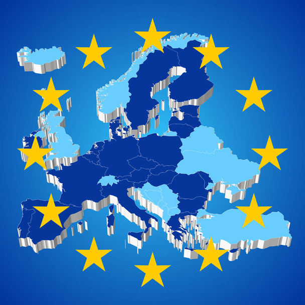 Euroopan unionin kartta ja lippu
 - Valokuva, kuva